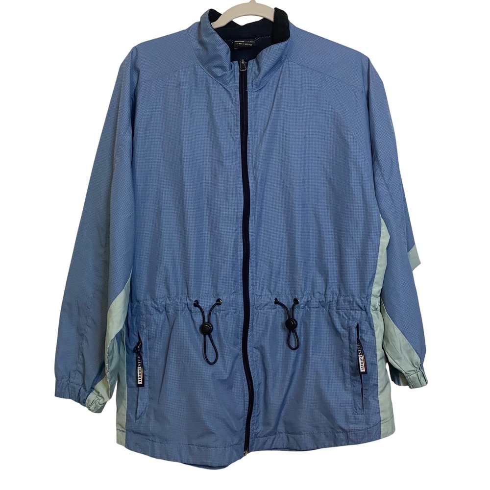 IllumiNITE Reflective Running Jacket Blue Grid Windbreaker Mens Medium Lined